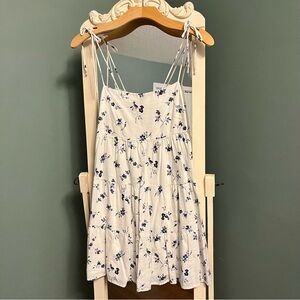 Abercrombie & Fitch White Dress with Blue Floral Pattern
